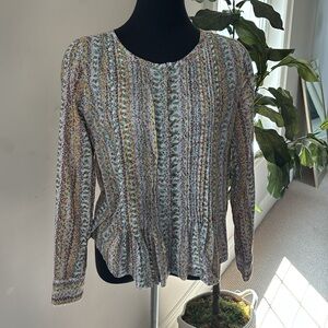 MAEVE ANTHROPOLOGIE FLORAL TOP PLEAT DETAILING